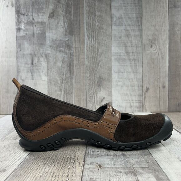 Merrell Womens 7 Plaza Bandeau Leather Suede Mary Jane Casual Shoe Slip On Brown - Picture 6 of 14